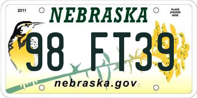 NE license plate 98FT39