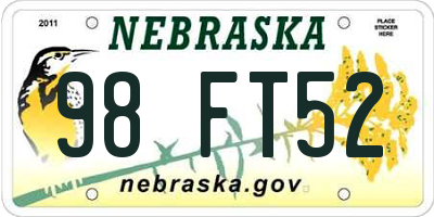 NE license plate 98FT52