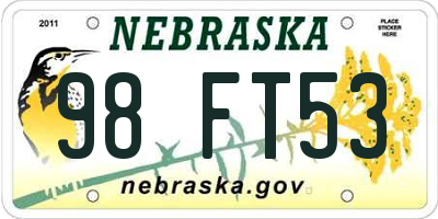 NE license plate 98FT53