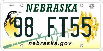 NE license plate 98FT55