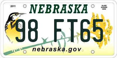NE license plate 98FT65