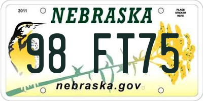 NE license plate 98FT75