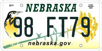 NE license plate 98FT79