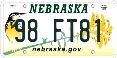NE license plate 98FT81