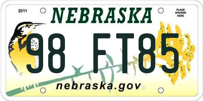 NE license plate 98FT85
