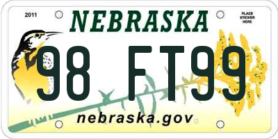 NE license plate 98FT99