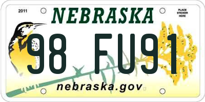 NE license plate 98FU91