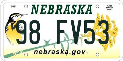 NE license plate 98FV53