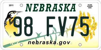 NE license plate 98FV75