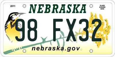 NE license plate 98FX32