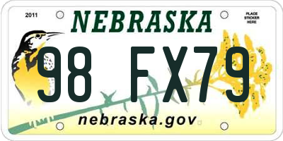 NE license plate 98FX79