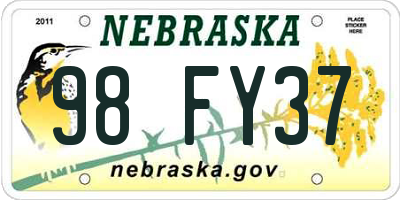 NE license plate 98FY37