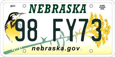 NE license plate 98FY73