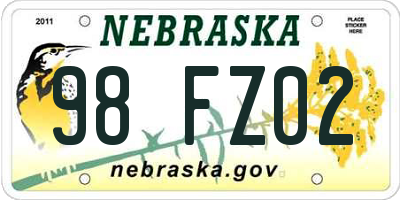 NE license plate 98FZ02