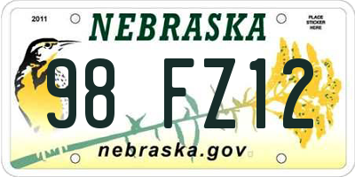 NE license plate 98FZ12