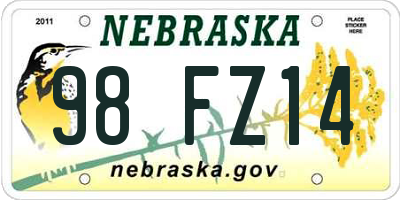 NE license plate 98FZ14
