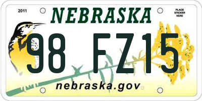 NE license plate 98FZ15