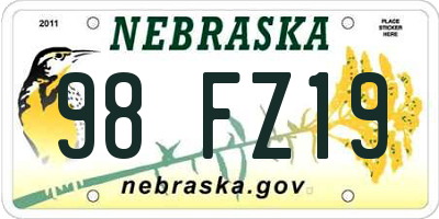 NE license plate 98FZ19
