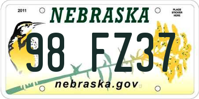 NE license plate 98FZ37