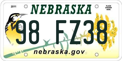 NE license plate 98FZ38