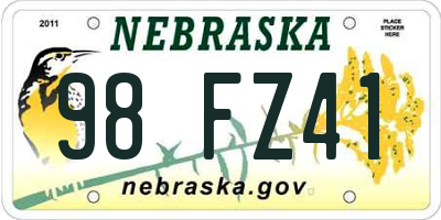 NE license plate 98FZ41