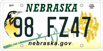 NE license plate 98FZ47