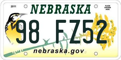 NE license plate 98FZ52