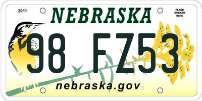 NE license plate 98FZ53