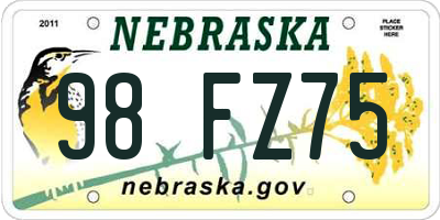 NE license plate 98FZ75
