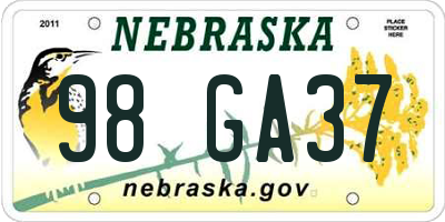 NE license plate 98GA37
