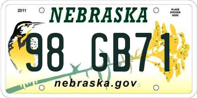 NE license plate 98GB71