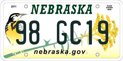 NE license plate 98GC19