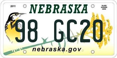 NE license plate 98GC20