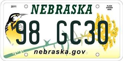 NE license plate 98GC30
