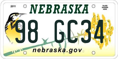 NE license plate 98GC34