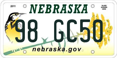 NE license plate 98GC50
