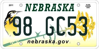 NE license plate 98GC53