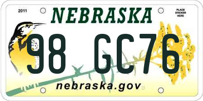 NE license plate 98GC76
