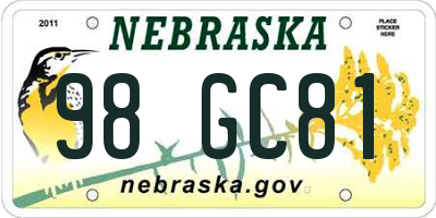NE license plate 98GC81