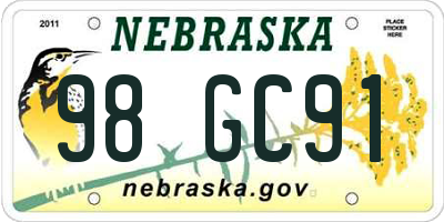 NE license plate 98GC91