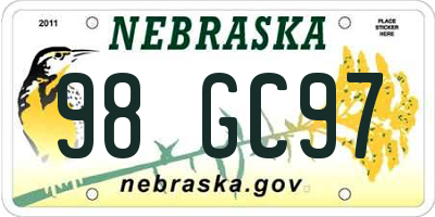 NE license plate 98GC97