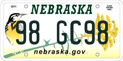 NE license plate 98GC98