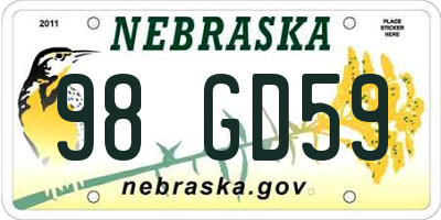 NE license plate 98GD59