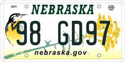 NE license plate 98GD97