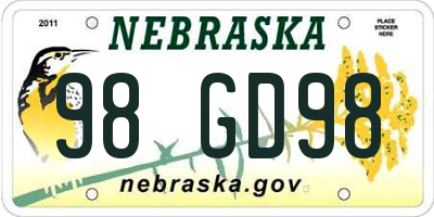 NE license plate 98GD98