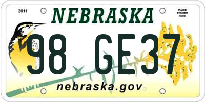 NE license plate 98GE37