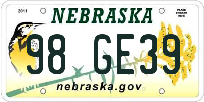 NE license plate 98GE39