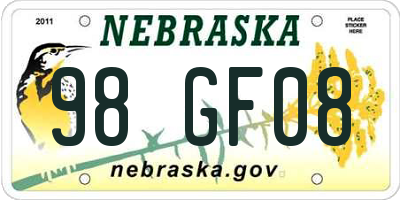 NE license plate 98GF08