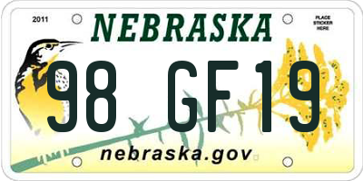 NE license plate 98GF19