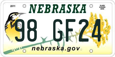 NE license plate 98GF24